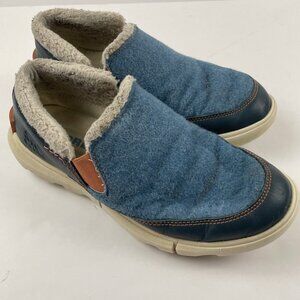 Sorel Mackenzie II Slip-On Blue Wool Leather Snow Slippers Shoes Women’s 9-10.5